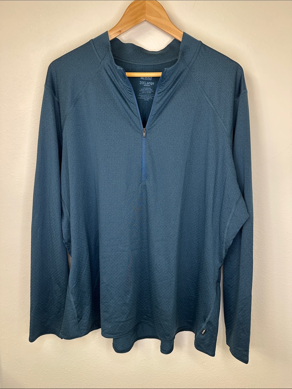 REI Women’s 3XL Long Sleeve Quarter-Zip Shirt, Blue Top, Performance Base Layer
